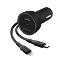 EFM 39W Dual Port Car Charger With Type C to Apple Lightning Cable - Black