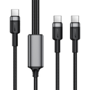 Acefast C22-02 USB-C to 2*USB-C 100W Aluminum Alloy Charging Data Cable 0.7m Black