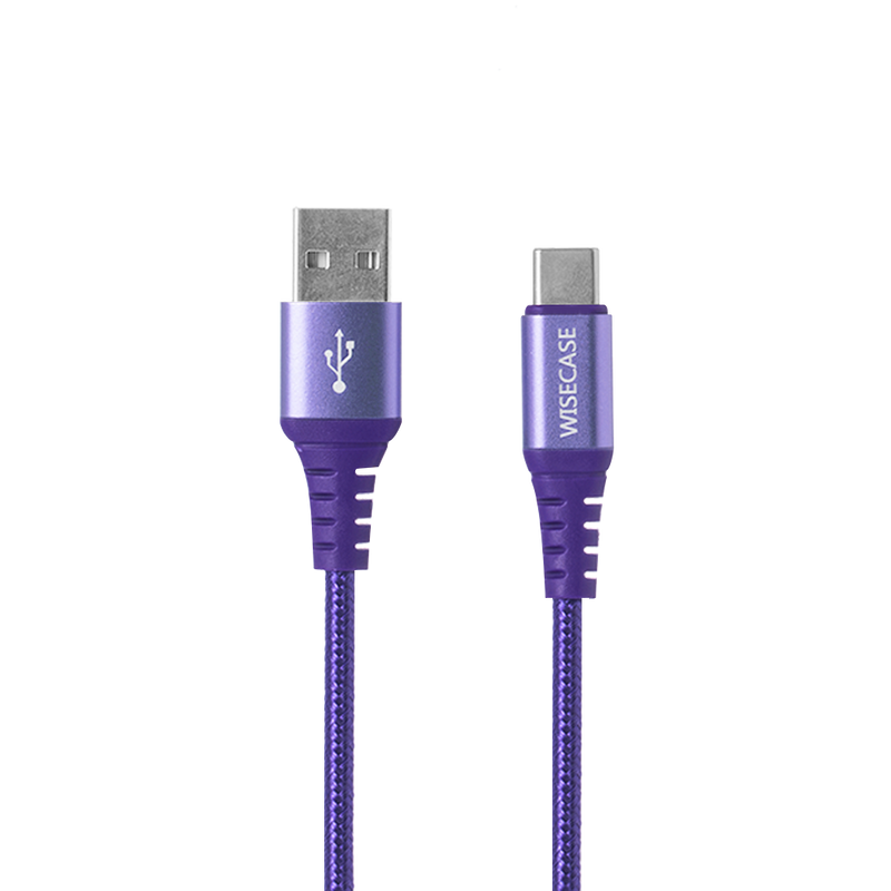 Wisecase 1M USB-C To USB-A Cable Purple