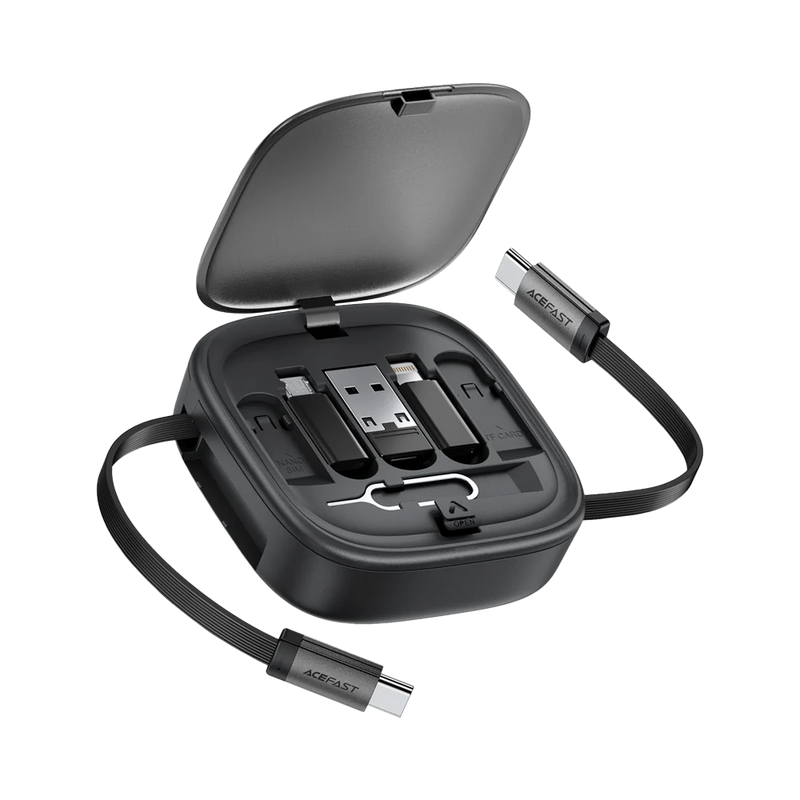 Acefast J3 Multifunctional Travel Set with Retractable Charging Data Cable Black