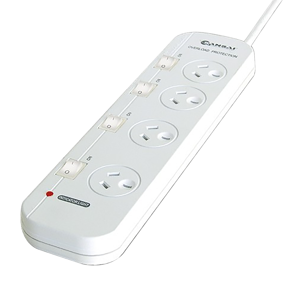 Sansai 4 Individual Switch Outlet Powerboard White
