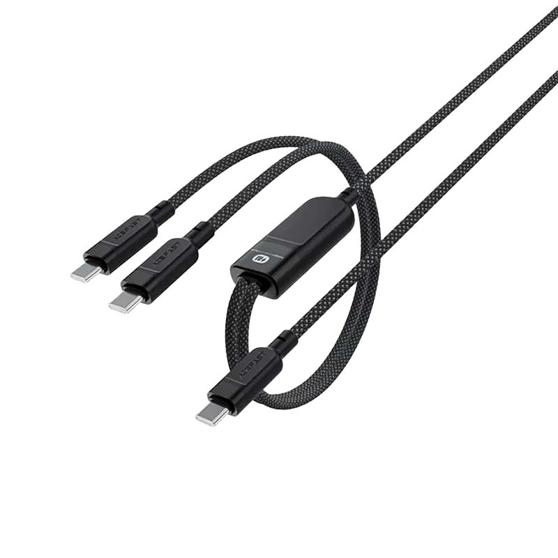 Acefast C5-11 USB-C 2-in-1 100W Intelligent Balance Aluminum Alloy Connectors Charging Data Cable 0.8m Black