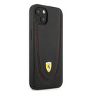 Ferrari HC Leather Stitched for iPhone 13 Red Line Black