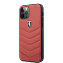 Ferrari Off Track Genuine Quilted Leather Hard Case - iPhone 12 Pro Max Red