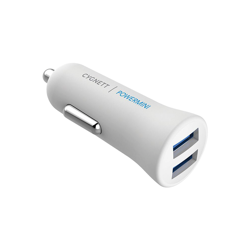 Cygnett PowerMini 2.4A Dual USB Car Charger - White