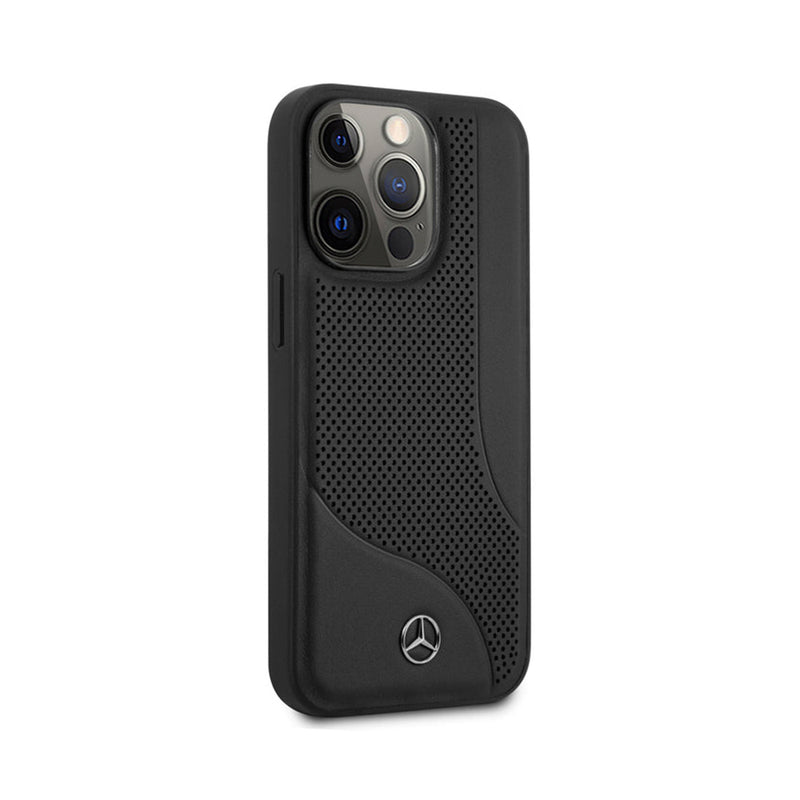 Mercedes Benz HC Leather Perforated Area for iPhone 13 Pro Black