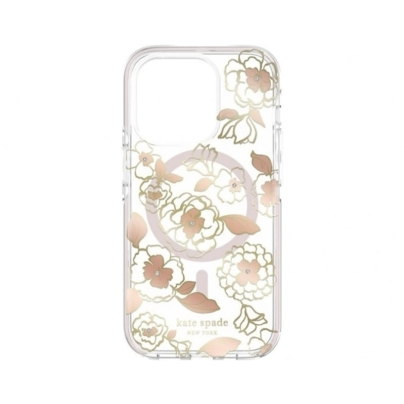 Kate Spade New York Defensive Hardshell MagSafe Case for iPhone 14 Pro - Gold Floral