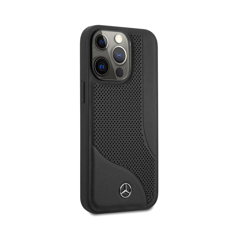Mercedes Benz HC Leather Perforated Area for iPhone 13 Pro Max Black
