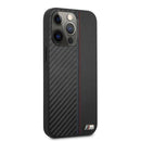 BMW M HC PU Carbon for iPhone 13 Pro Max Tricolor Stitch Black