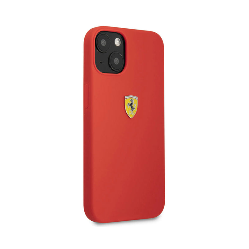 Ferrari Silicone Hard Case on Track with Soft Microfiber Iinterior for iPhone 13 Red