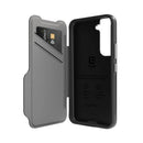 EFM Monaco Leather Wallet Case Armour with D3O 5G Signal Plus For Samsung Galaxy S22 (6.1) - Black/Space Grey