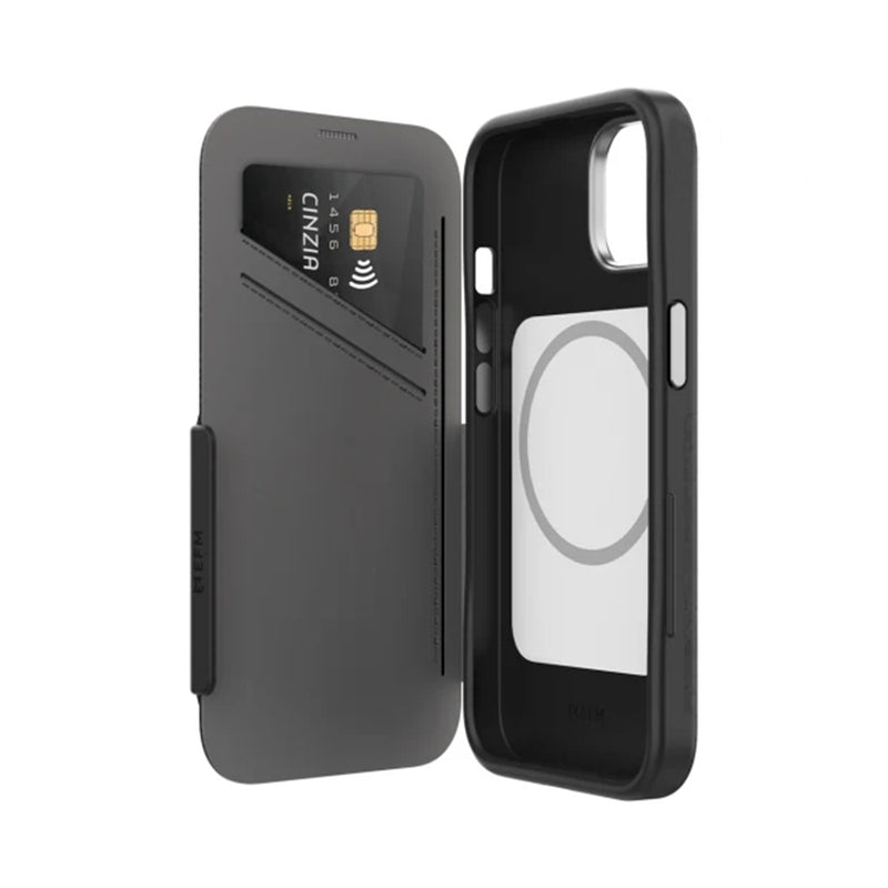 EFM Monaco Case Armour with ELeather and D3O 5G Signal Plus Technology For iPhone 14 Pro/13 Pro 6.1 Black/Space Grey