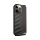 BMW M HC PU Carbon for iPhone 13 Pro Tricolor Stitch Black