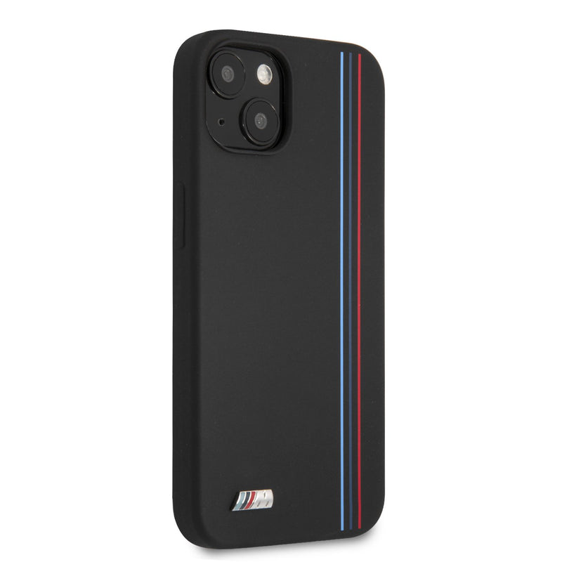 BMW M HC Silicone for iPhone 13 Tricolor Lines Black