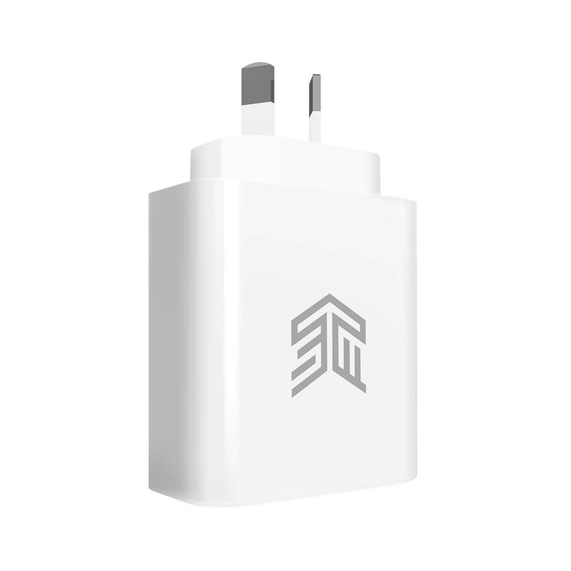 STM Goods 65W Dual Port USB-C and USB-A Power Adapter - White