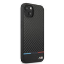 BMW M HC PU Carbon for iPhone 13 Tricolor Line Black
