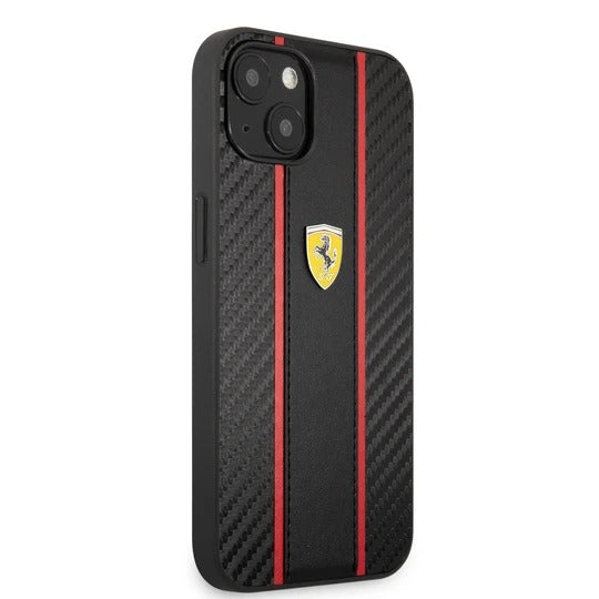 Ferrari HC PU Cabron Central Stripe iPhone 13 Black