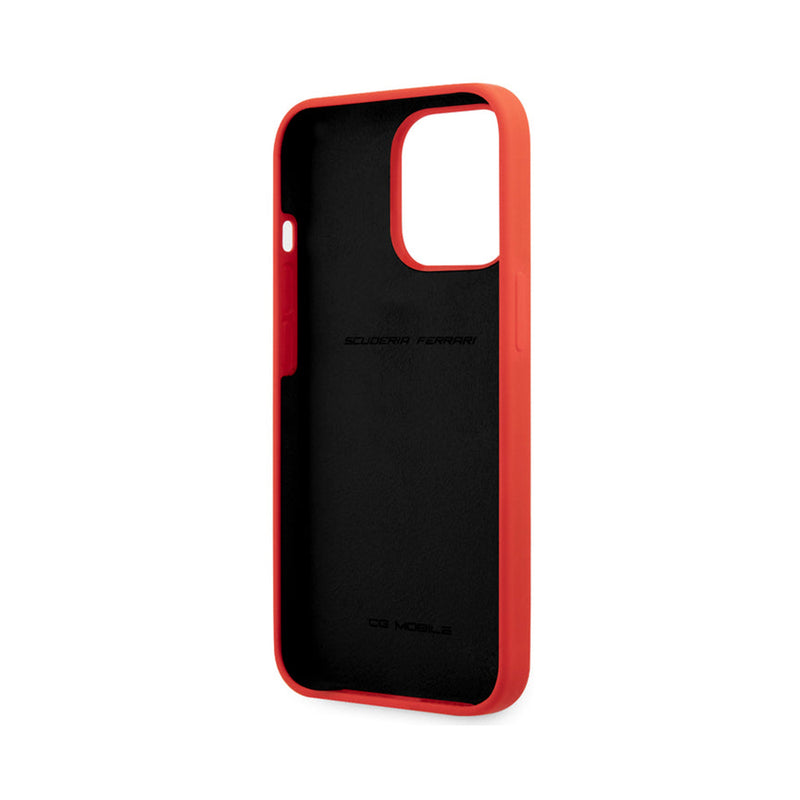 Ferrari Silicone Hard Case on Track with Soft Microfiber Iinterior for iPhone 13 Pro Red
