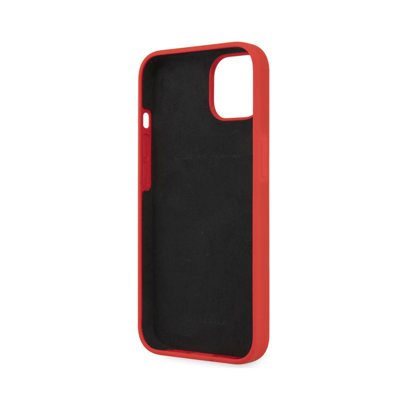 Ferrari Silicone Hard Case on Track with Soft Microfiber Iinterior for iPhone 13 Red