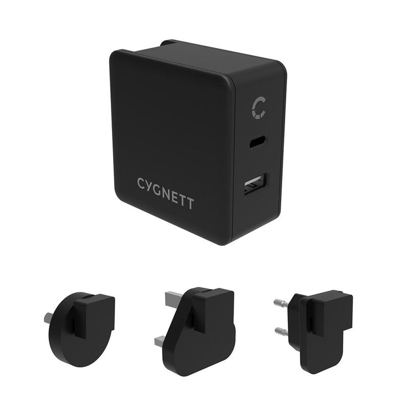 Cygnett Dual USB-C & USB-A PD Travel Wall Charger 57W AU