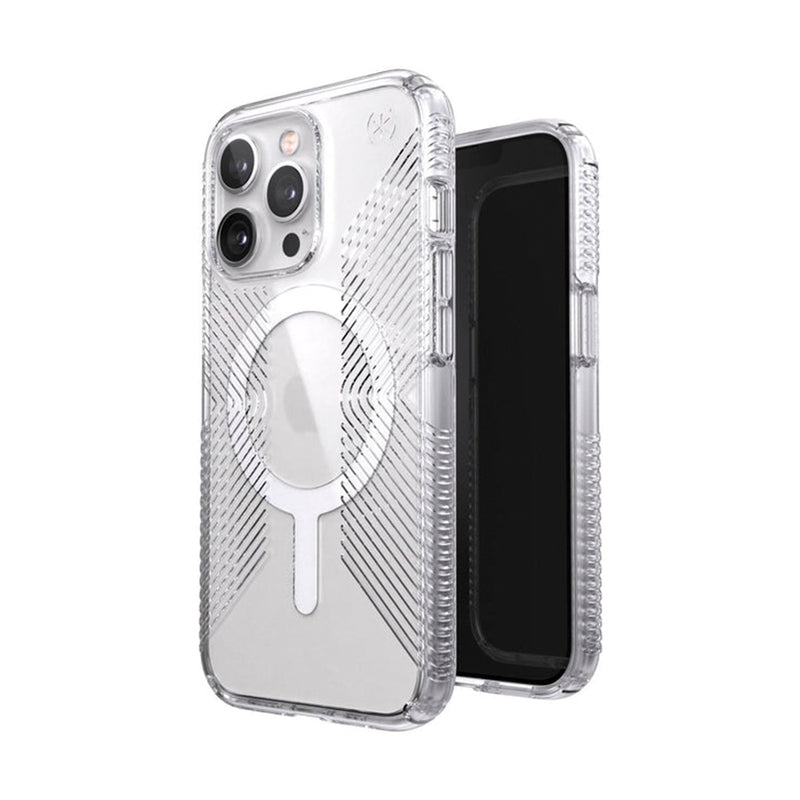 Speck Presidio Perfect-Clear with Grips Compatible with Magsafe for iPhone 13 Pro Clear