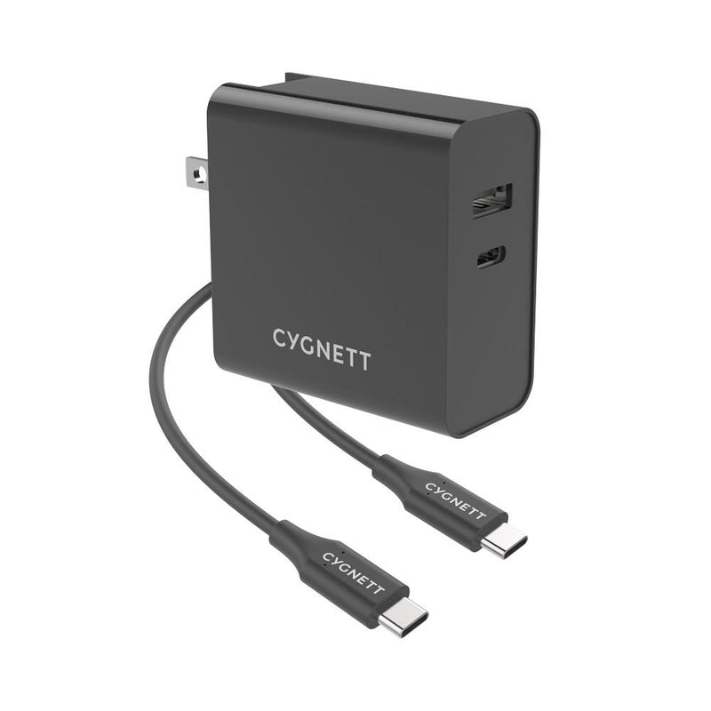 Cygnett PowerPlus 60W USB-C/ 12W USB-A + 1.5M C-C Cable & EU/UK/AU Adaptors - Black