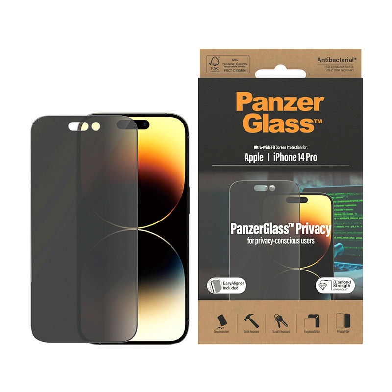 PanzerGlass Ultra-Wide Fit Privacy Antibacterial BMW Case for iPhone 14 Pro