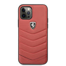 Ferrari Off Track Genuine Quilted Leather Hard Case - iPhone 12 Pro Max Red
