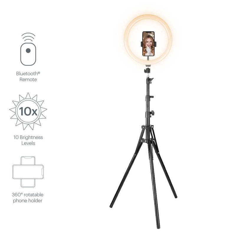 Cygnett V-PRO 12" Travel Ring Light with Tripod, Travel Pouch and Bluetooth Remote