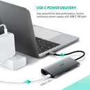 UGREEN Type C 8 in 1 Multifultion adaptor VGA/RJ45/USB3.0 x 3/SD/TF/TypeC PD Protocal Grey