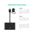 UGreen USB 3.0 Hub With Type C port Black 1M Black