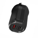 EFM Dual USB Rapid Wall Charger 3.4A With Type C Cable Black