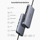 UGREEN USB-C To 3*USB 3.0 A+HDMI+VGA+RJ45 Gigabit+SD/TF+AUX3.5mm+PD Converter Gray with PD Grey