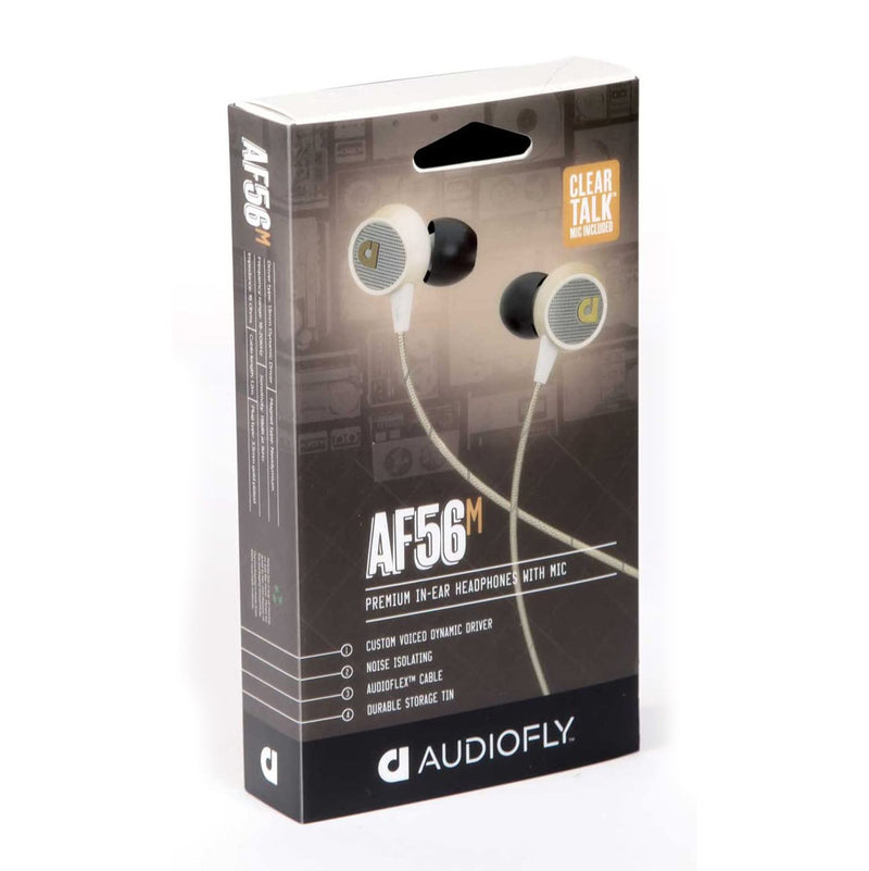 Audiofly AF56M In-Ear Headphone w/Clear-Talk Mic for smartphones - Vintage White