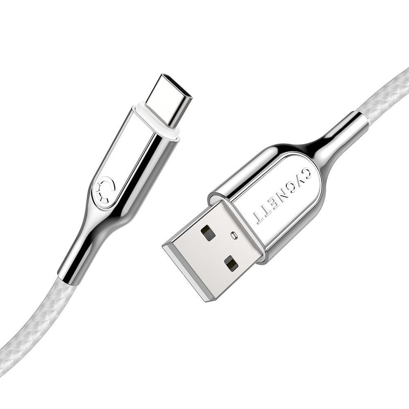 Cygnett Armoured USB-C to USB-A (USB 2.0) Cable - White 10cm