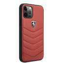 Ferrari Off Track Genuine Quilted Leather Hard Case - iPhone 12 Pro Max Red