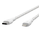 Belkin BOOSTCHARGE DuraTek USB-C to USB-C Cable with Lighting Connector and Strap- White