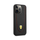 Ferrari HC Leather Stitched for iPhone 13 Pro Red Line Black
