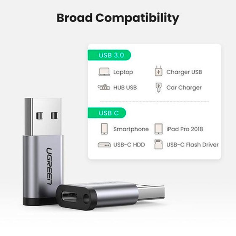 Ugreen USB-C 3.1 Female to USB-A 3.0 Male Adapter Grey