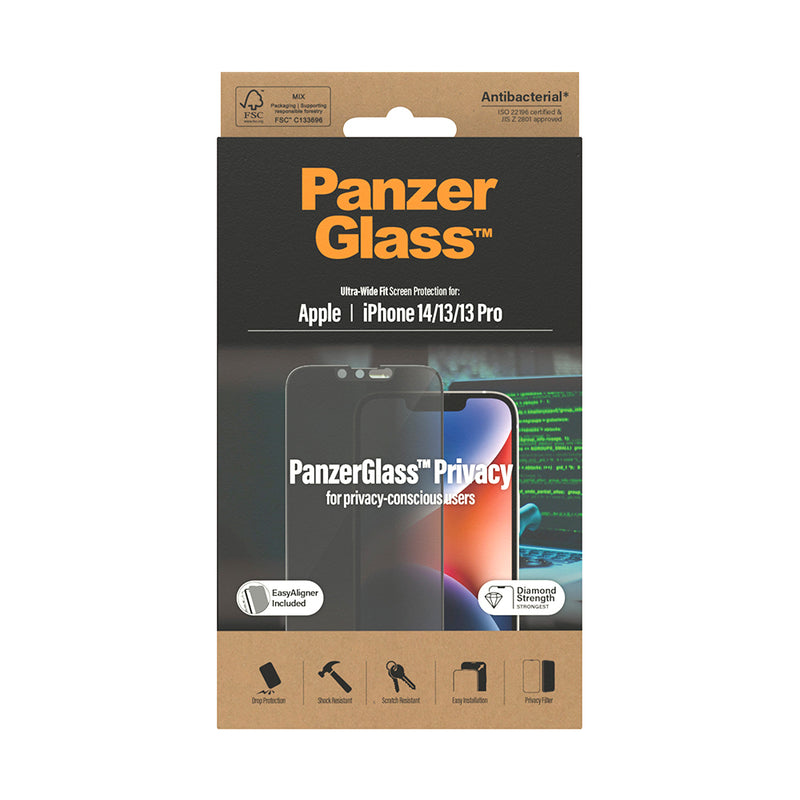 PanzerGlass Ultra-Wide Fit Privacy Antibacterial Ford Case for iPhone 14