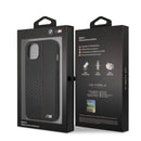 BMW M HC PU Carbon for iPhone 13 Tricolor Stitch Black
