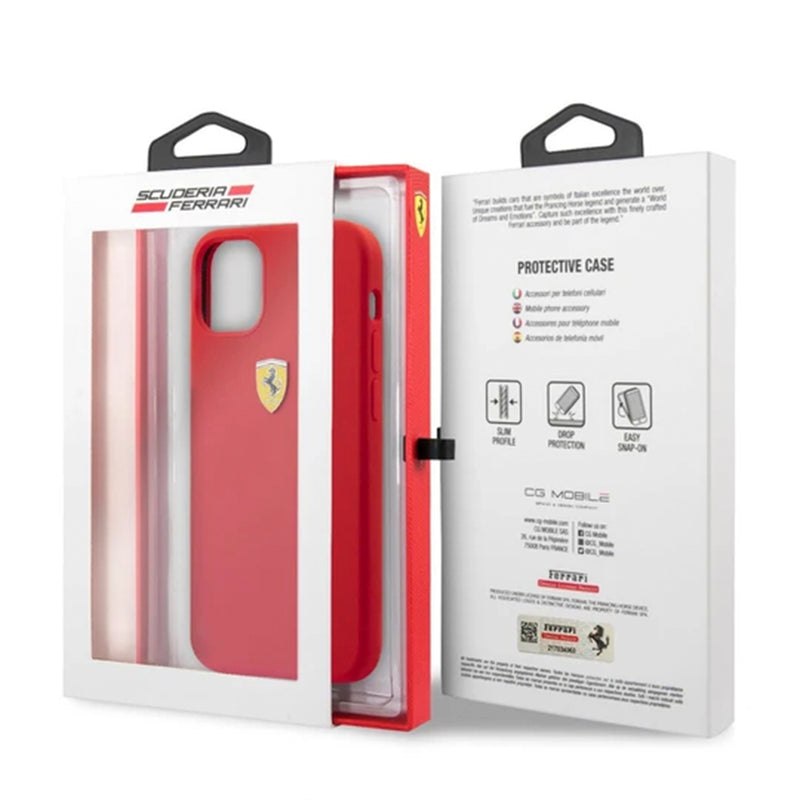 Ferrari Silicone Hard Case On Track With Soft Microfiber Interior - iPhone 12 / iPhone 12 Pro Red