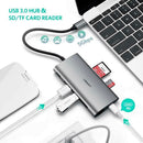 UGREEN Type C 8 in 1 Multifultion adaptor VGA/RJ45/USB3.0 x 3/SD/TF/TypeC PD Protocal Grey