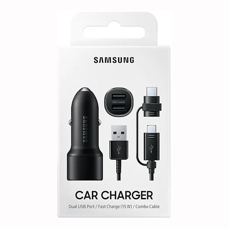 Samsung Dual Car Charger with Combo Cable 30W - 15W + 15W