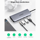 UGREEN USB-C To 3*USB 3.0 A+HDMI+VGA+RJ45 Gigabit+SD/TF+AUX3.5mm+PD Converter Gray with PD Grey