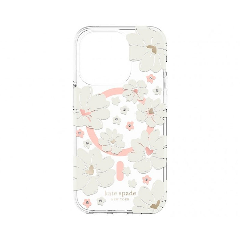Kate Spade New York Protective Hardshell MagSafe Case for iPhone 14 Pro - Classic Peony Cream
