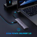 UGREEN TypeC 5 in 1 Adaptor - HDMI + USB 3.0x3 + TypeC PD Power Converter Grey