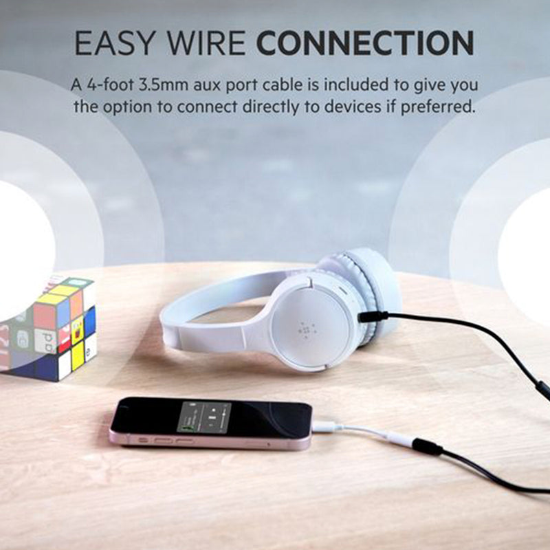 Belkin SoundForm Mini Wireless On-Ear Headphones for Kids - White