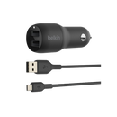 Belkin BoostCHARGER TM Dual USB-A Car Charger 24W + USB-A to Micro-USB Cable