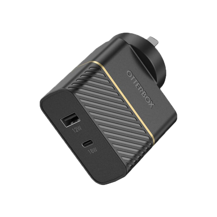 OtterBox Dual Port Wall Charger USB-C/USB-A Fast Charge - Black